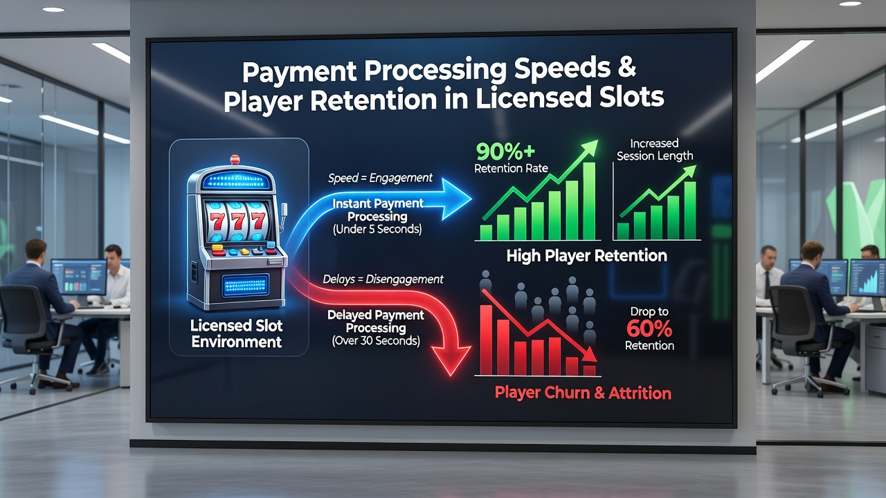 Dashboard mit Echtzeit-Statistiken zu Zahlungszeiten und Spielerretention in einem Slot-System