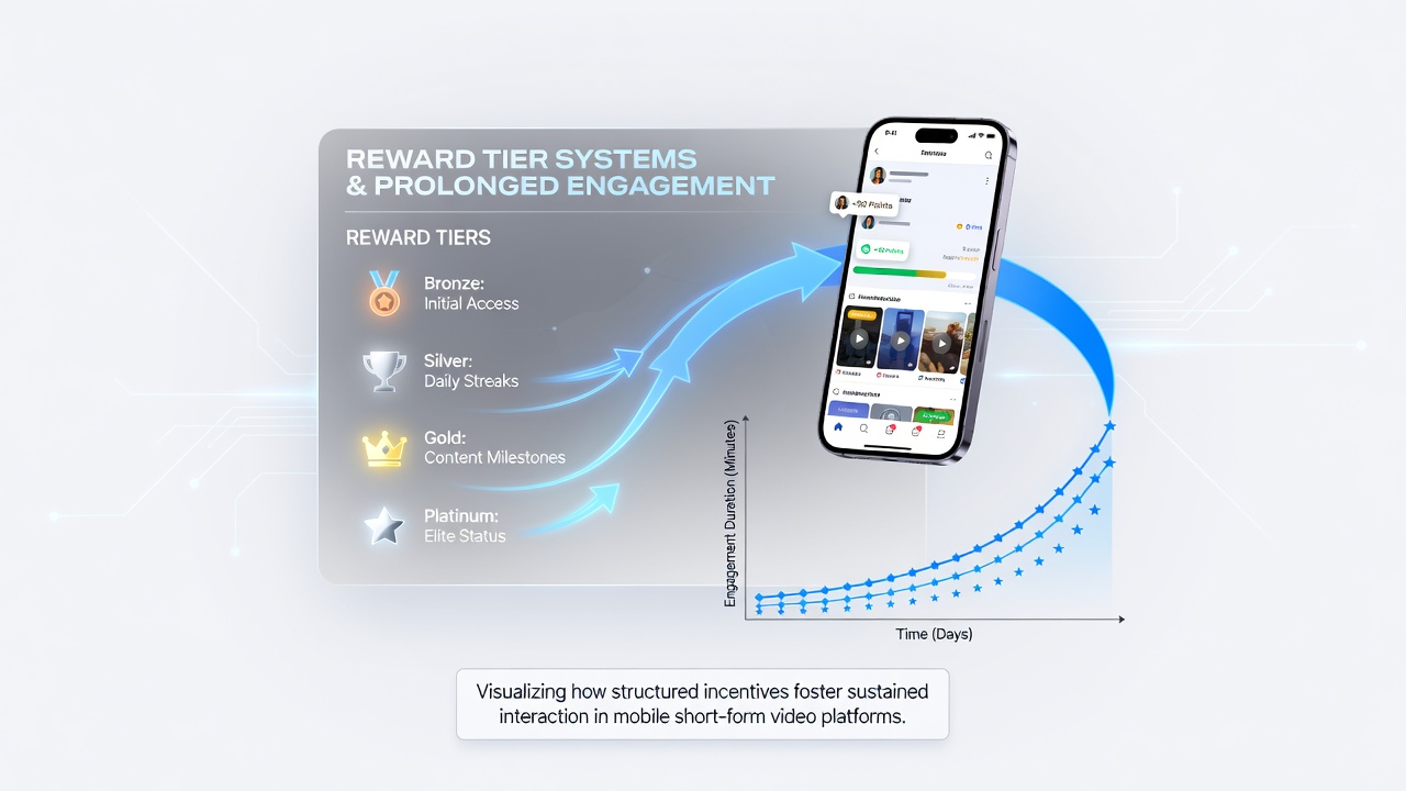 Mobile Reel-App mit aktiver Belohnungsleiter und verlängerter Sitzungsanzeige während eines Spiels